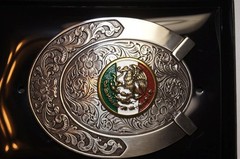 Ariat Western Belt Buckle Logo Mexican Flag Horseshoe Silver tone A37021