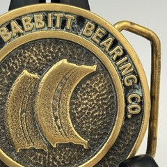 Vintage Odessa Babbitt Bearing Co Solid Brass Belt Buckle Industrial Texas Oil