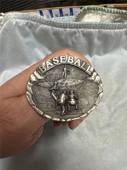 Three Vintage Baseball Belt Buckles by Bergamot Brassworks