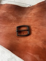 Large vintage horse tack buckle. Lots of patina and character, forged steel