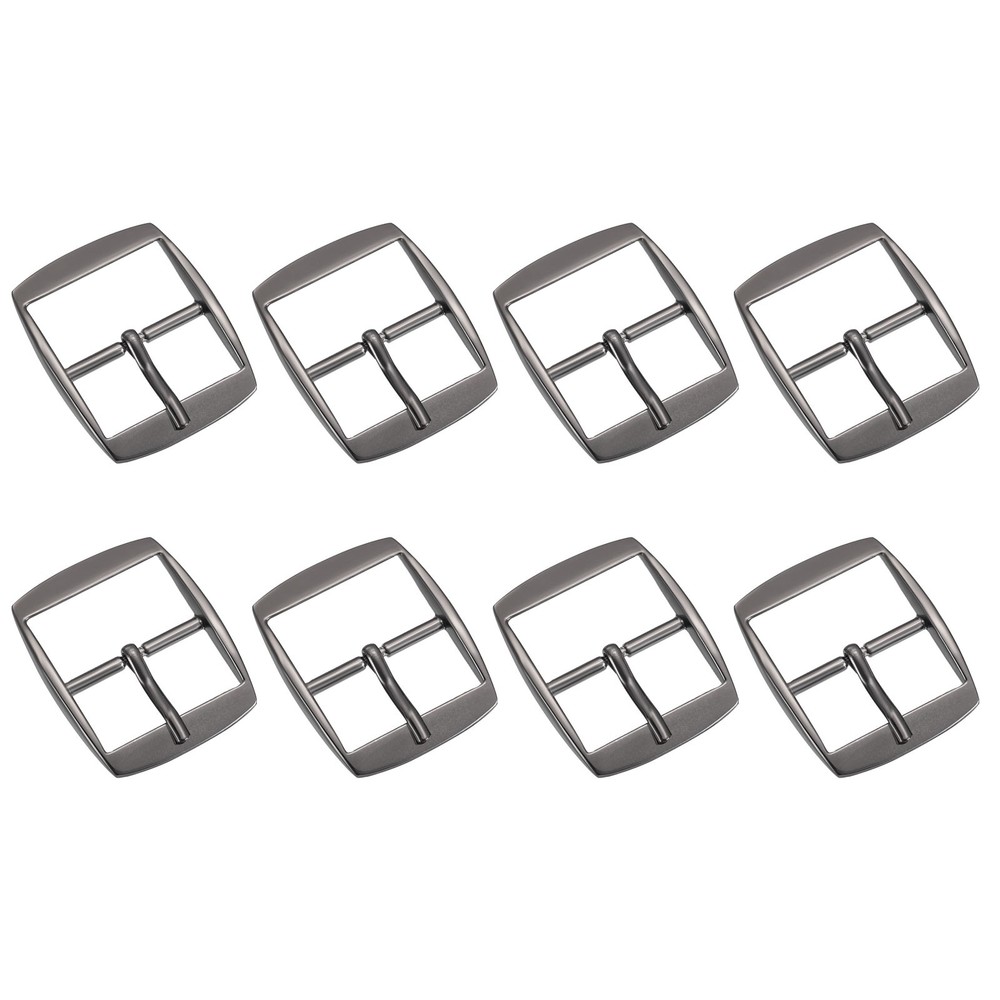 8Pcs 1.26&Prime; Single Prong Belt Buckle Square Center Bar Buckles Metallic Black