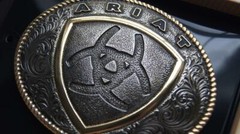 Ariat Western Belt Buckle Shield Logo Oval Silver Gold A37015