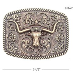 Bronze Gold Bull LONGHORN Western Belt Buckle Large Size Cowboy Rodeo buckle 028