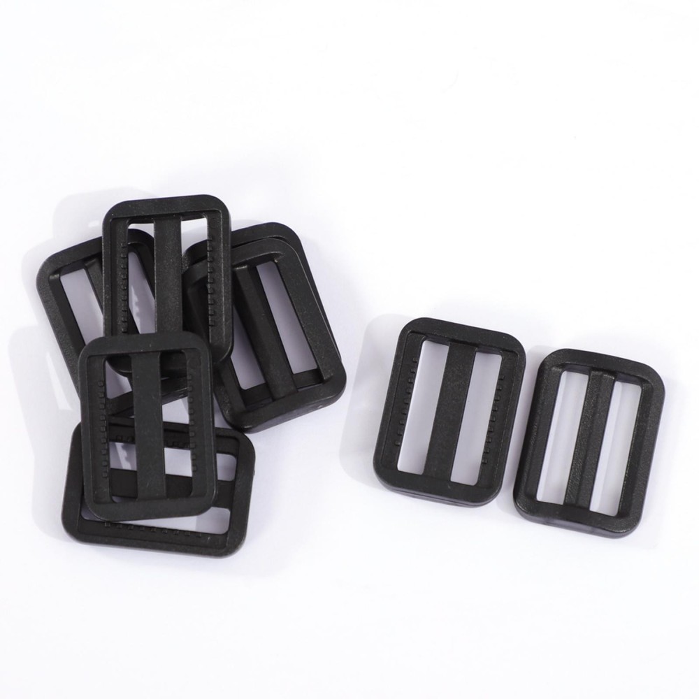 Travel Plastic Adjustable Backpack Glide Buckle Black 25mm Strap Width 8pcs