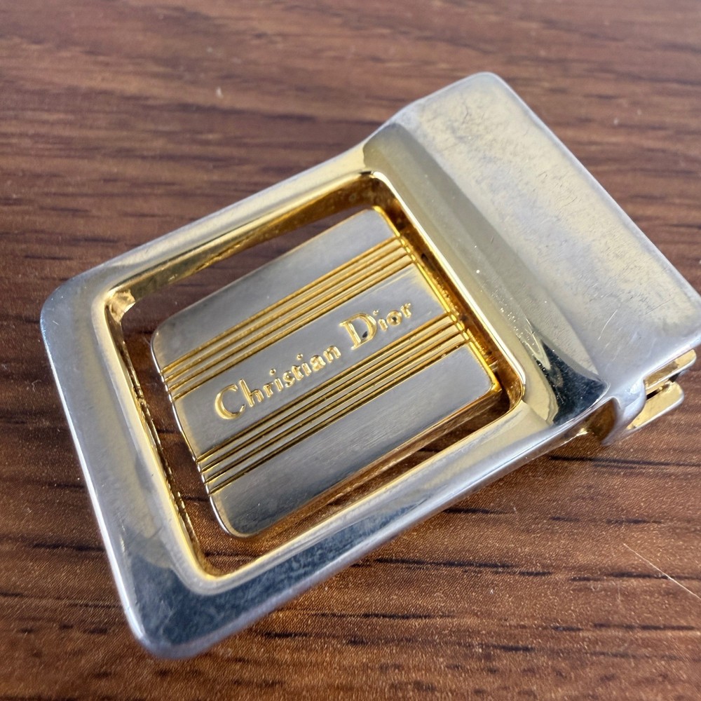 Vintage Christian Dior Belt Buckle Gold Silver Tone CD Logo Replacement