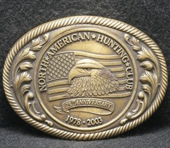 XF09118 VINTAGE 2003 *NORTH AMERICAN HUNTING CLUB* 25TH ANNIVERSARY BELT BUCKLE