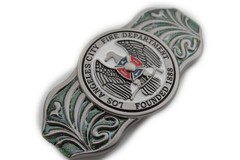 Men Women Silver Metal Belt Buckle Long Los Angeles LA Fire Department Flag 1888