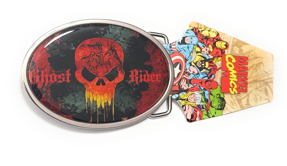 Ghost Rider Belt Buckle Silver Collectors Edition Marvel Comics Enamel Platted