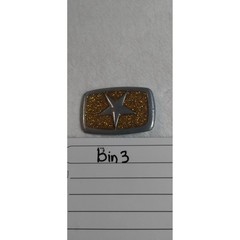 Y2K Silver Gold Glitter Star Belt Buckle Western Celestial Rectangle 2.75in