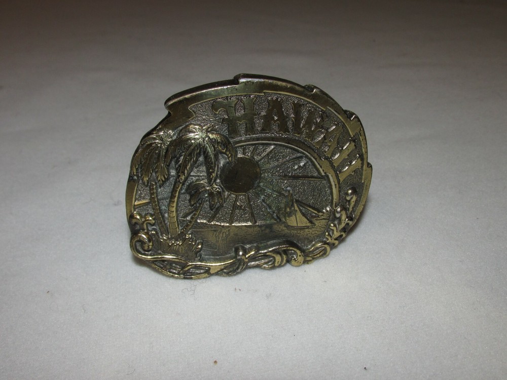 Vintage Hawaii Belt Buckle * Brass * The Great American Buckle Co. *