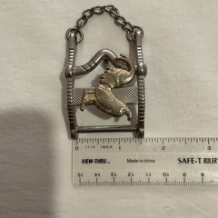 Men&rsquo;s Western Rectangle Belt Buckle Silver/Gold Rooster Design Chain Accent 1.5”