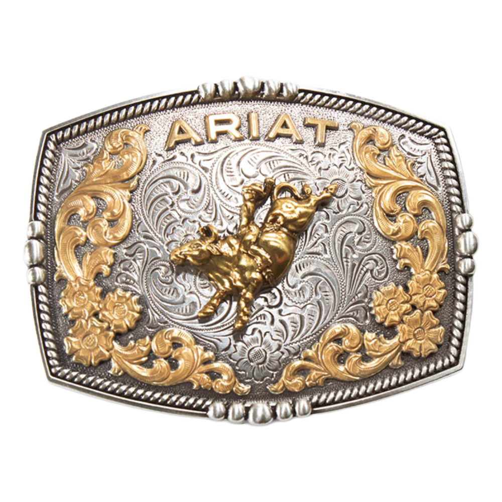 Ariat Men&rsquo;s Multi Finish Bull Rider Rectangle Belt Buckle A37065