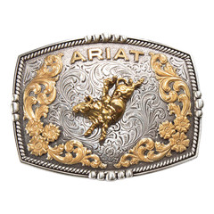Ariat Men&rsquo;s Multi Finish Bull Rider Rectangle Belt Buckle A37065