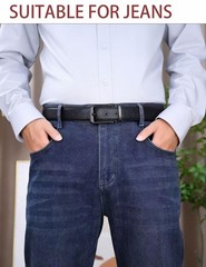 Men&rsquo;s Genuine Cow Leather Belt, 38&Prime;-40&Prime; Waist Adjustable, Black-black139