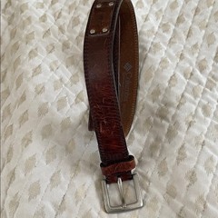 Columbia Vintage Dark Brown Leather Men&rsquo;s Belt with Silver 2&Prime; Buckle Size 38