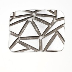 Rectangular Belt Buckle Silver Geometric For Interchangeable Belts 40mm