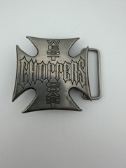 West Coast Choppers Iron Cross Belt Buckle vintage Silver Cast Metal 2.5in 2001 