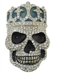 Skull Belt Buckle Men Women Blinged Out Gold Metal Halloween Party Costume Big
