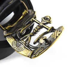 Brass belt buckle Trident Anchor, Ukrainian symbol, Sea anchor belt buckle