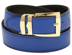 Concitor Men&rsquo;s Belt Reversible Wide Bonded Leather Gold-Tone Buckle 36, Blue