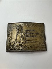 Vintage 1970s Brass Adolph Coors Beer Brewery Large Belt Buckle Native American