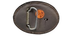 EAGLE Belt BUCKLE w/ WHITE BUCKSTITCHING Lg HANDMADE Brown LEATHER Western/Biker