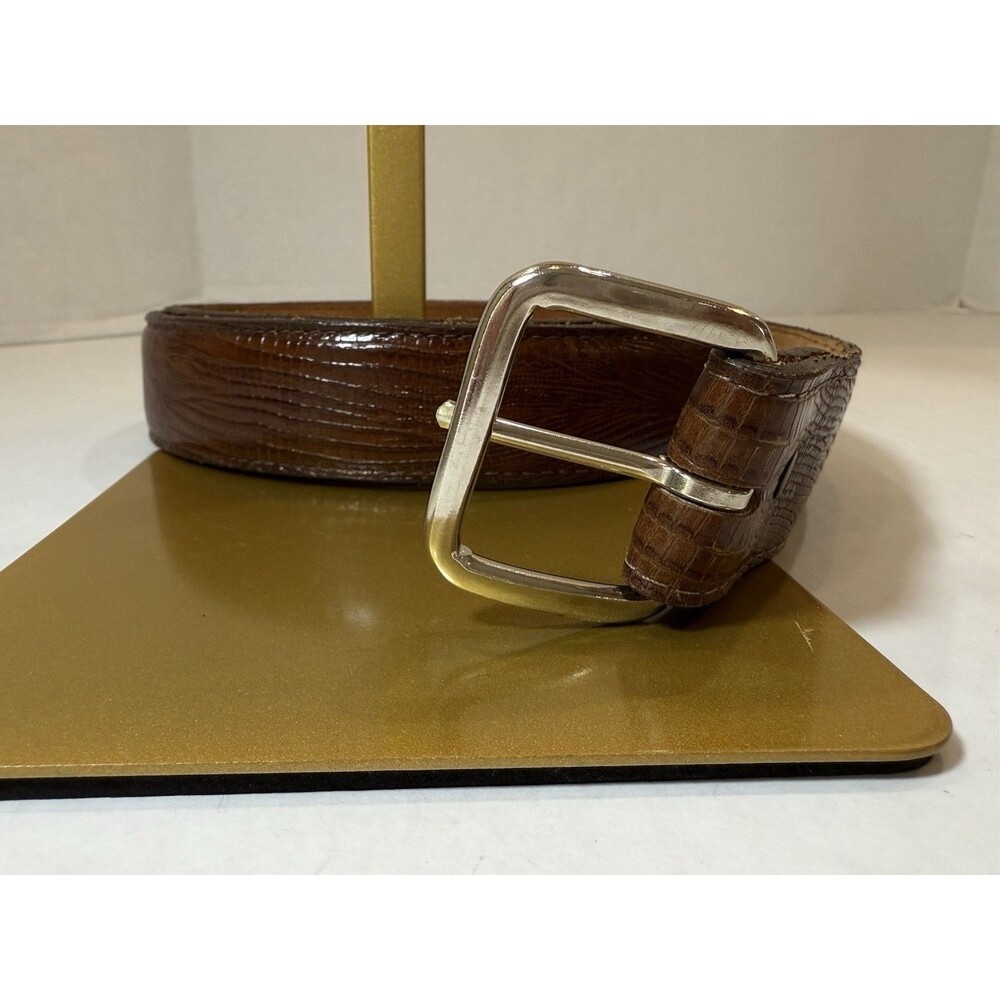 Belt 3-D DDD Belt 42 Brown Embossed Leather Tooled Western Cowhide Silver Buckle