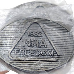 NRA Freedom Pewter Oval Belt Buckles Set Of 2 Collectible NOS Vintage 1982