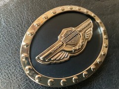 Harley-Davidson 100th Anniversary belt buckle.Bar&Shield w/wings.Chrome plated.