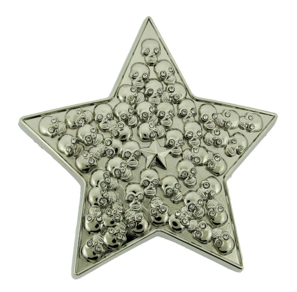 Multiple Skulls Star Belt Buckle Silver Metal New Men Women Halloween Party