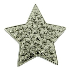 Multiple Skulls Star Belt Buckle Silver Metal New Men Women Halloween Party