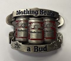 Vintage 1990s « Nothing Beats A Bud » Anheuser-Busch Budweiser Belt Buckle