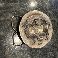 VTG Bergamot Brass Clipper Ships Belt Buckle USA Made Sailing Nautical 1975 Sail