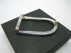 STERLING SILVER 925 SOLID SUZY BUCKLE.WITH GENUINE LIZARD 1.5&Prime; BELT MADE IN USA