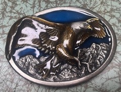 Vintage Eagle Belt Buckle By Bergamot Brass Works W146 1984 Made In The USA