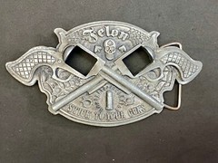 Stick To Your Guns Missing The Rotating Revolvers Felon Belt Buckle Tattoo Style