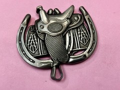 Horse Saddle Cutout Silver Tone Jockey Equestrian Western Cowboy&rsquo;s Belt Buckle