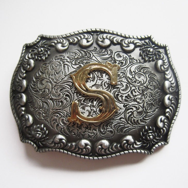 Initial Letter « S » Cowboy Rodeo Western Metal Belt Buckle