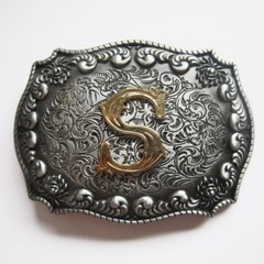 Initial Letter « S » Cowboy Rodeo Western Metal Belt Buckle