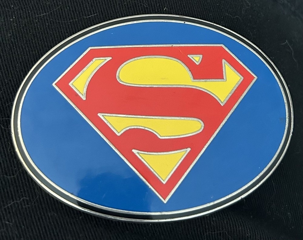 Classic Superman Logo Belt Buckle Metal 3.5 in. x 2.5 in. DC Comics Blue