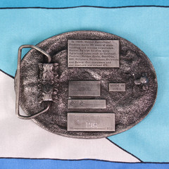 VTG 80s Harder Ag Products Peabody Kansas Commemorative Belt Buckle 1985