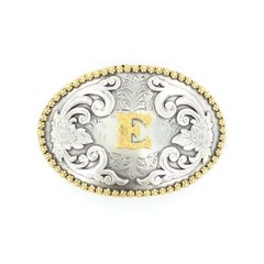 Nocona Antique Scroll & Initial Oval Belt Buckle 37072