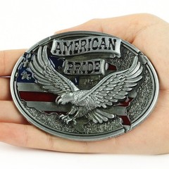 Vintage Western Cowboy Belt Buckle American Flag Eagle Patriotic Mens Gift