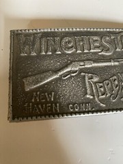 Vintage Aluminum Winchester Repeating Arms Belt Buckle