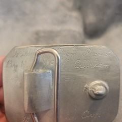 Vintage Bill Callahan Signed Bass Buckle Belt Wildlife in Pewter.