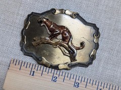 vintage COUGAR belt buckle PANTHER mountain lion BRASS western 1970s cat tree