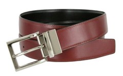 Men&rsquo;s Belt Genuine Leather Reversible Rotated 34, Silver Buckle-burg/Blk