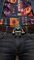 Men Women Silver Metal Fashion Belt Buckle Robot Animation Modern Future Style