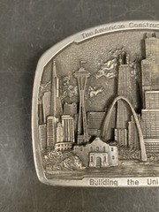 American Construction Worker Numbered 7/5000 Belt Buckle 1988 Made In USA Pewter