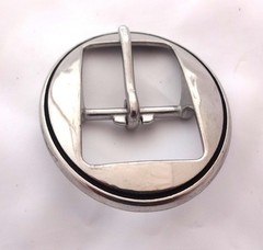 Jeremiah Watt Oval Belt Buckle and Loop Smooth Grooved Stainless Steel 1 1/4&Prime;